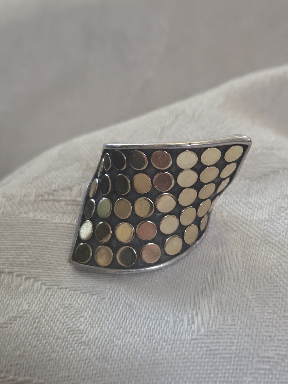 John Hardy Contour Dot Collection Ring, Sterling Silver & 18K, Size 7